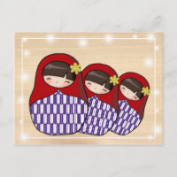 Carte postale Matryoshka de style japonais