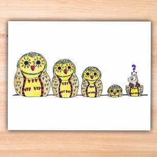 Carte Postale MATRYOSHKA OWL postcard par Nicole Janes