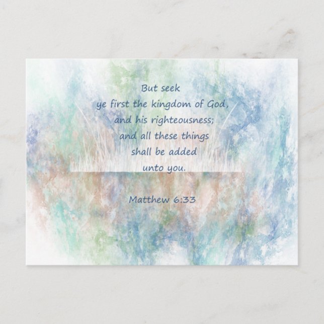 Carte Postale Matt 6:33 Chercher Ye Premier Dieu Bible Écriture (Devant)