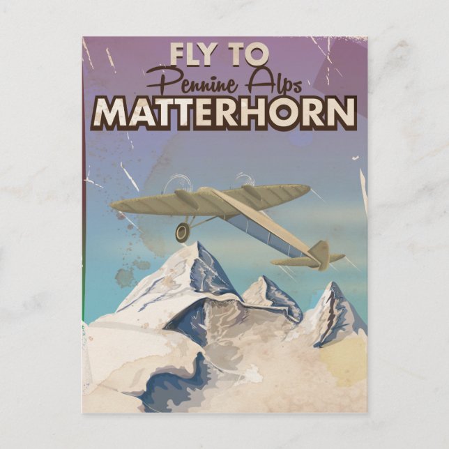 Carte Postale Matterhorn, Alpes pennines Affiche de voyage vinta (Devant)