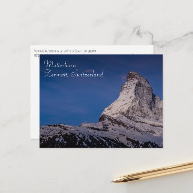 Carte Postale Matterhorn au lever du soleil Suisse (Devant/Arrière en situation)