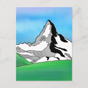 Carte Postale Matterhorn Suisse Ligne art aquarelle