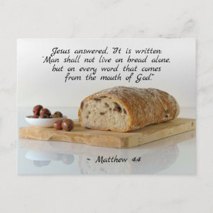Carte Postale Matthew 4:4 On shall not live on bread alone