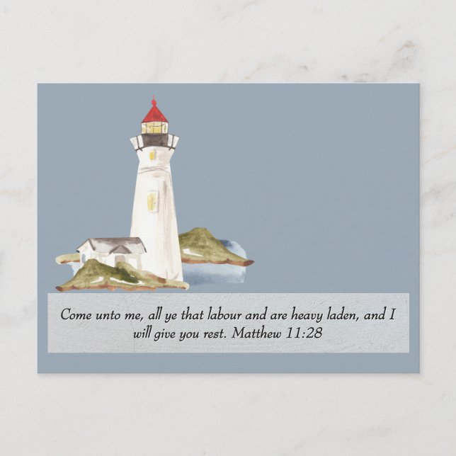 Carte Postale Matthieu 11:28 Phare Se Bien Bientôt (Devant)