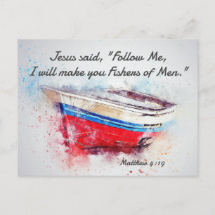 Carte Postale Matthieu 4:19 Jésus dit Suivez-moi la Bible Verse
