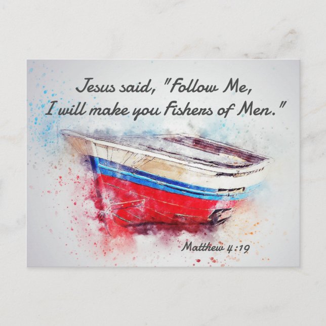 Carte Postale Matthieu 4:19 Jésus dit Suivez-moi la Bible Verse (Devant)