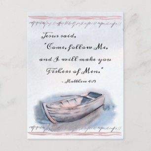 Carte Postale Matthieu 4:19 Jésus dit : "Viens me suivre", Bible