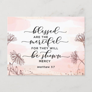 Carte Postale Matthieu 5:7 Heureux sont la Bible Miséricordieuse
