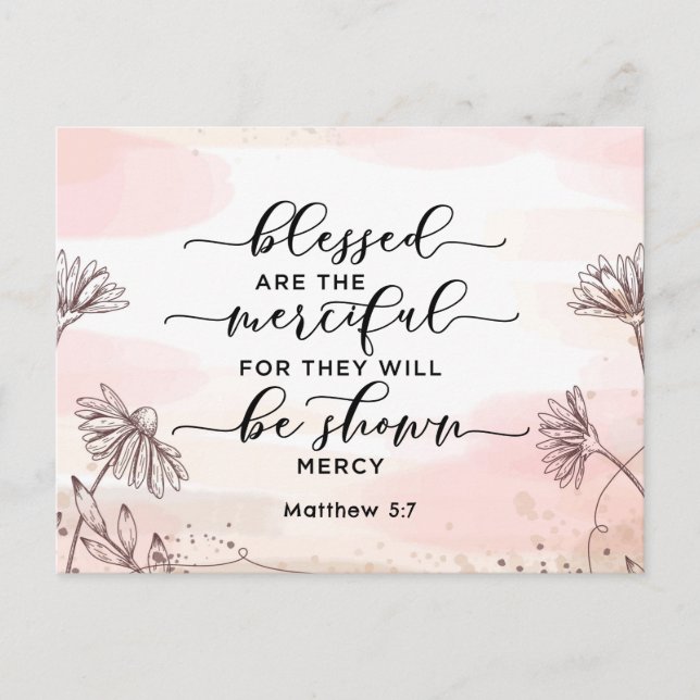 Carte Postale Matthieu 5:7 Heureux sont la Bible Miséricordieuse (Devant)