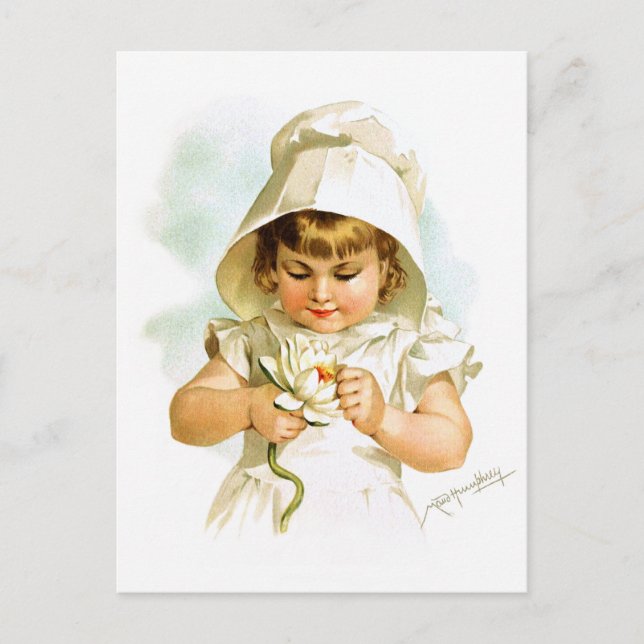 Carte Postale Maud Humphrey : Fille d'été avec Lys d'eau (Devant)
