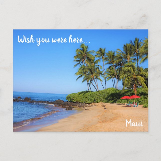 Carte Postale Maui Beach Umbrella Voudriez Que Vous Soyez Ici (Devant)