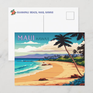 Carte postale Maui Hawaii Kaanapali Beach Retro Vi