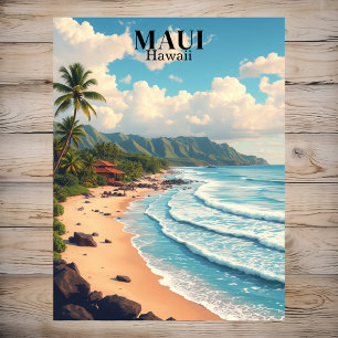 Carte Postale Maui Hawaii Plage Voyage Rétro