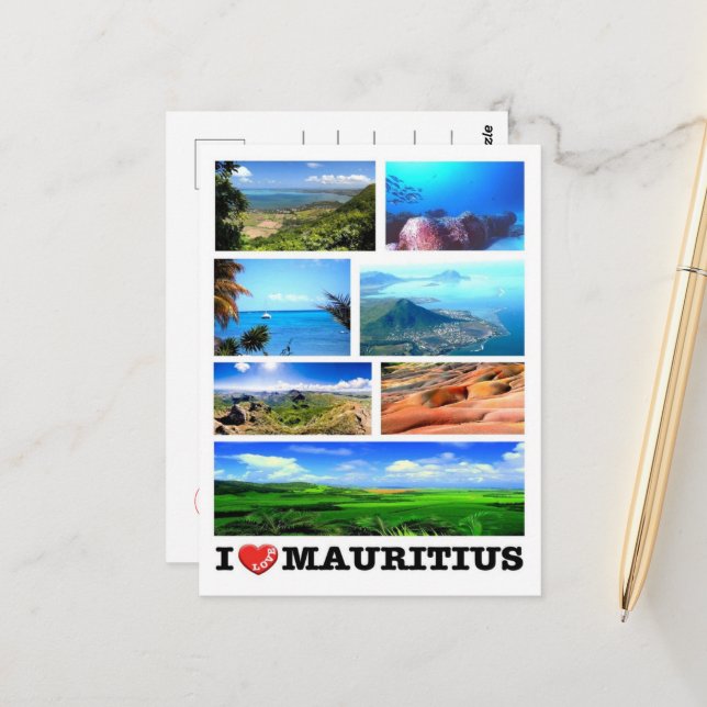 Carte Postale Maurice - I Love - (Devant/Arrière en situation)