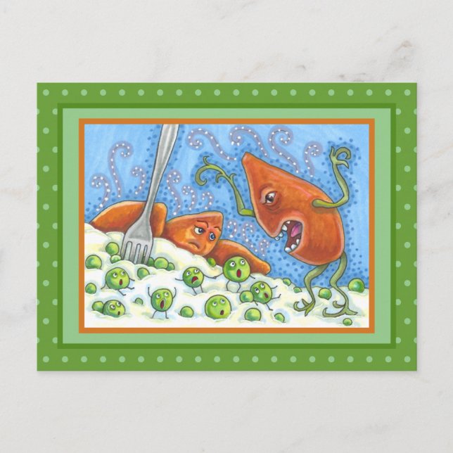 CARTE POSTALE MAUVAIS JAM JOUER AUX POIS, AMUSANT REPAS DE REPAS (Devant)