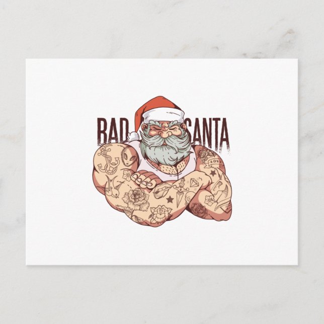 Carte Postale Mauvais Père Noël de tatouage (Devant)