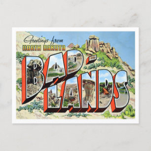 Carte Postale Mauvaises Terres, Dakota du Nord Vintage Grandes L