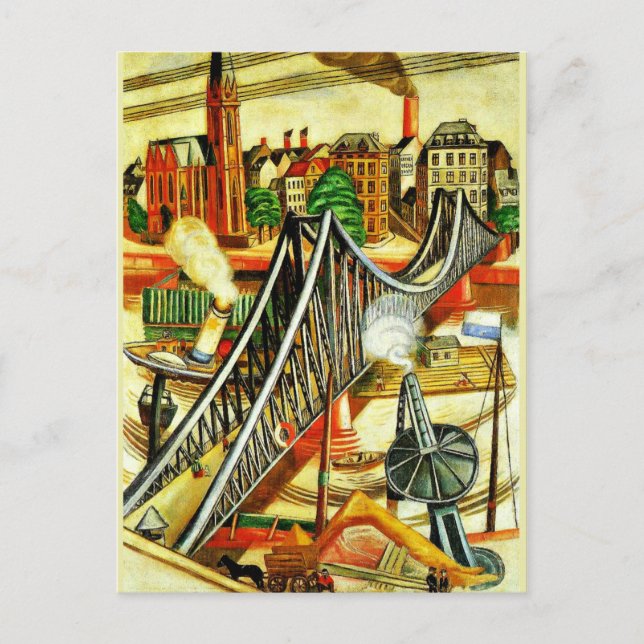 Carte Postale Max Beckmann - Le pont de fer, peinture d'art (Devant)