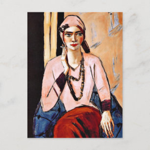Carte Postale Max Beckmann peinture, Quappi en rose