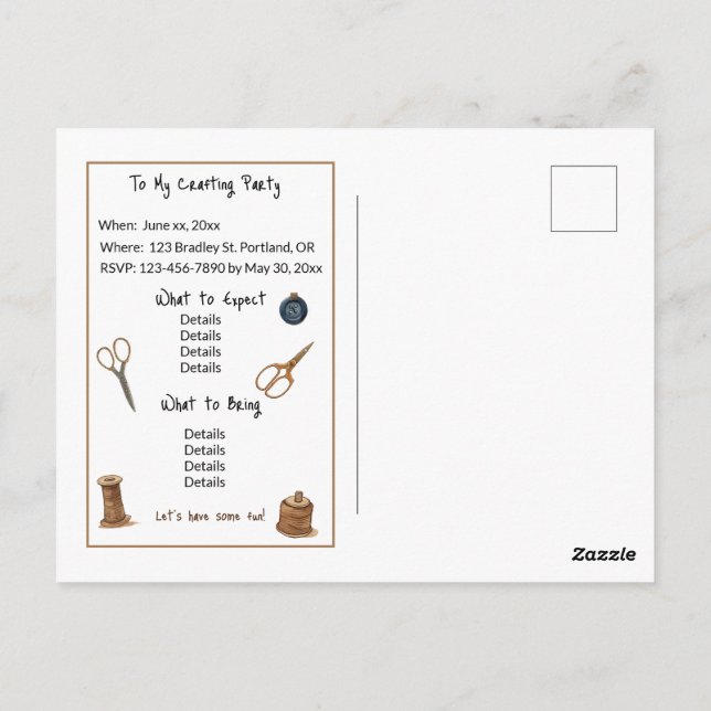 Carte Postale Maxine le Modiste Modèle d'invitation (Dos)