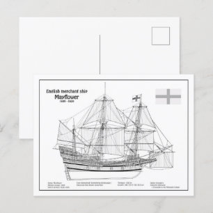 Carte Postale Mayflower - Plan directeur des navires BD