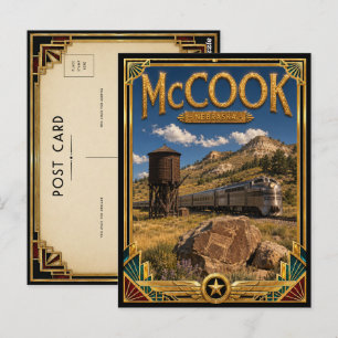 Carte Postale McCook Nebraska Art Déco Vintage de l'Âge d'Or