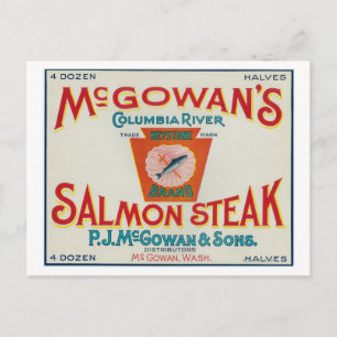 Carte Postale McGowan, Washington - Étiquette Coque Saumon de Ke