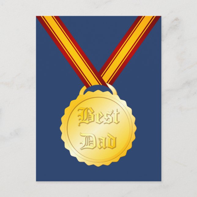 Carte Postale Médaille du meilleur papa Fête du Père (Devant)