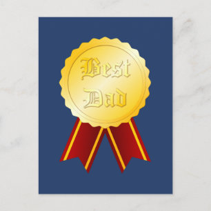 Carte Postale Médaille Ruban Meilleur Papa Fête des Pères