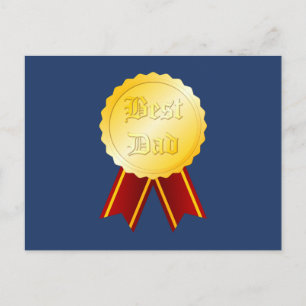 Carte Postale Médaille Ruban Meilleur Papa Fête des Pères