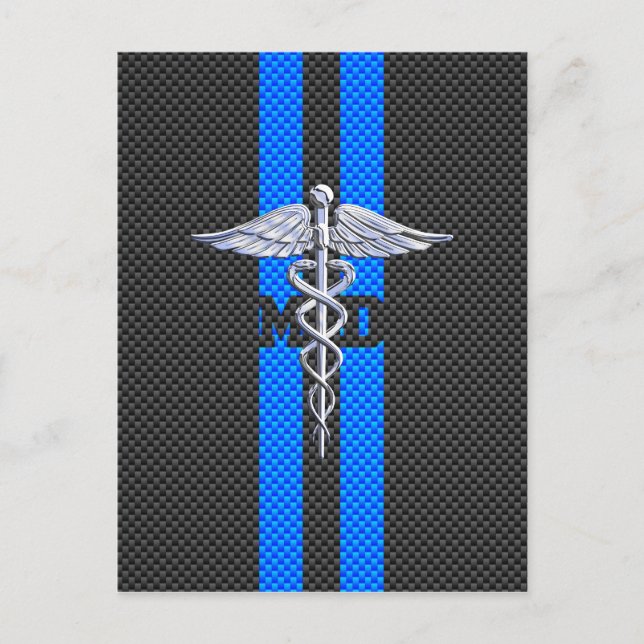 Carte Postale Médecin Médicale MD Caduceus sur Décor en fibre de (Devant)