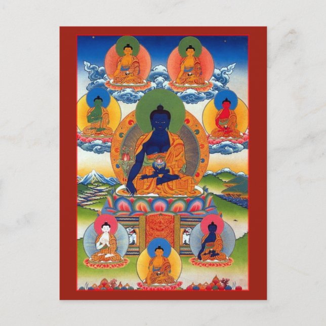 Carte Postale Médecine Bouddha Tibétain Bouddhiste Altar Card (Devant)