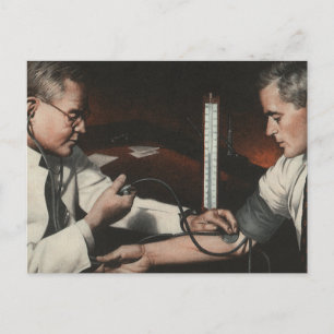 Carte Postale Médecine Vintage, médecin examinant un patient mal