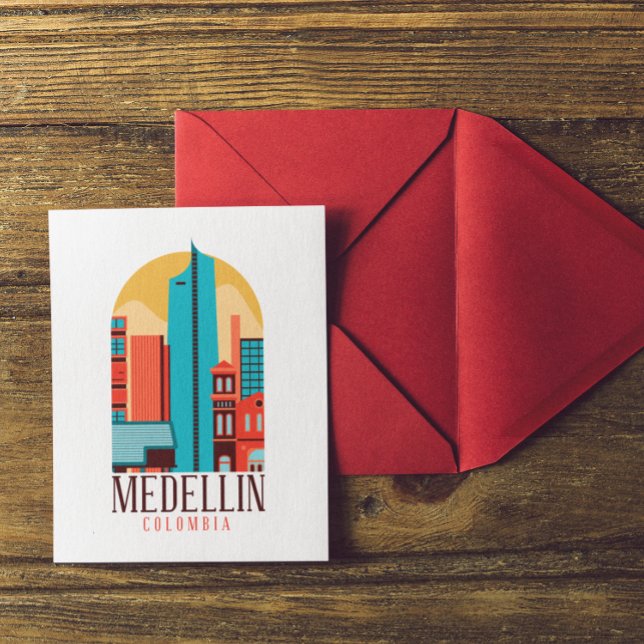 Carte Postale Medellin Colombie Vintage Cityscape (Medellin Colombia Vintage Cityscape Postcard)