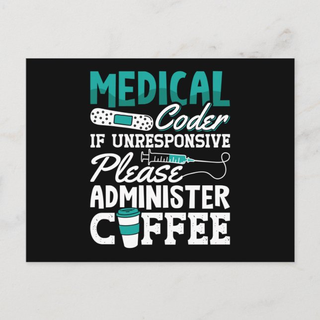 Carte Postale Medical Coder Coffee Assistant ICD Coding (Devant)