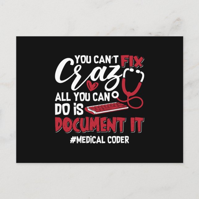 Carte Postale Medical Coder You Can't Fix Crazy ICD Coding Gift (Devant)