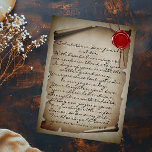 Carte Postale Medieval Gray Scroll Cire de Cachet Mariage Remerc