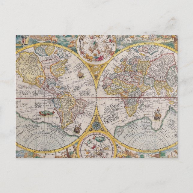 Carte Postale Medieval World Map From 1525 (Devant)