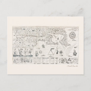 Carte Postale Medieval World Map Québec Nouvelle-France America