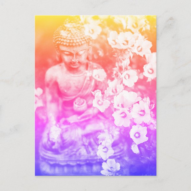 Carte Postale *~* Méditation Bouddha Zen Méditer Floral Bold (Devant)