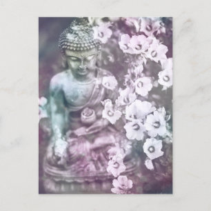 Carte Postale *~* Méditation Bouddha Zen Méditer Lavande Florale