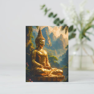 Carte Postale Méditation dorée dans les sommets thaïlandais