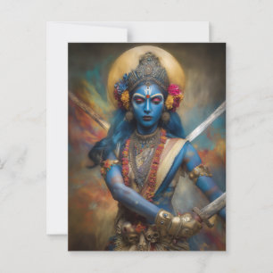Carte Postale Méditation du guerrier de Kali : Peinture de la dé