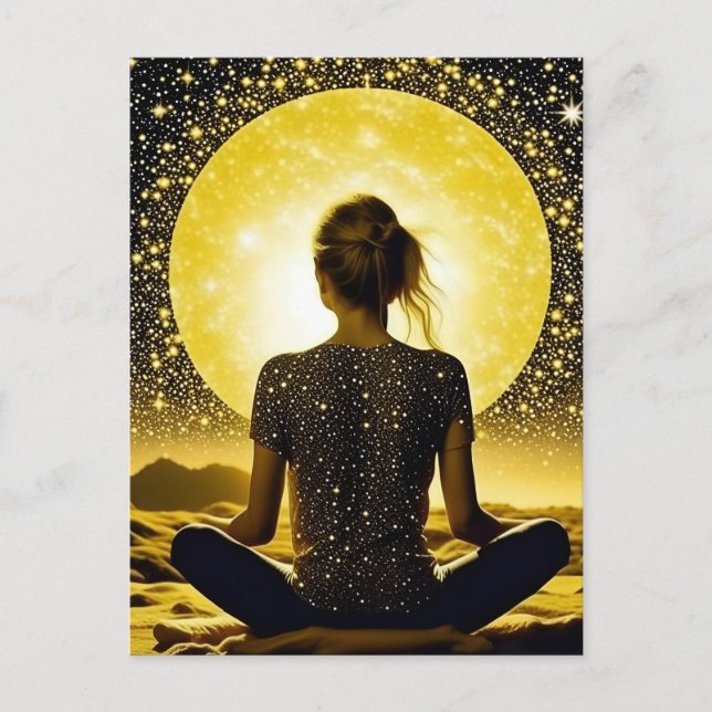 Carte Postale Méditation féminine sous la lune céleste (Devant)