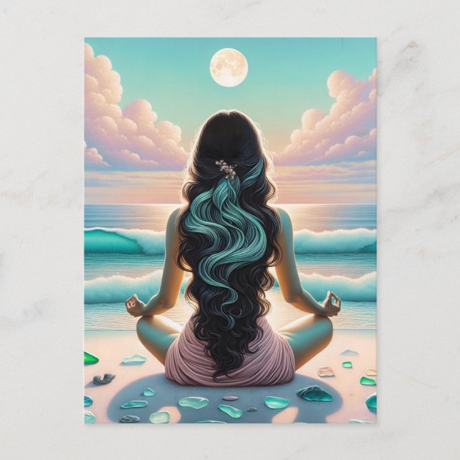Carte Postale Méditation Harmonie sur la plage (Devant)