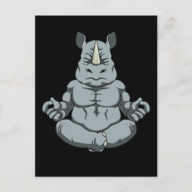 Carte Postale Méditation Hommes Rhinoceros Yoga Cadeau Namaste R (Devant)