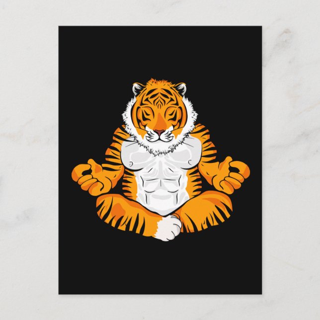 Carte Postale Méditer Cadeau Tigre Femmes Yoga Hommes Méditation (Devant)