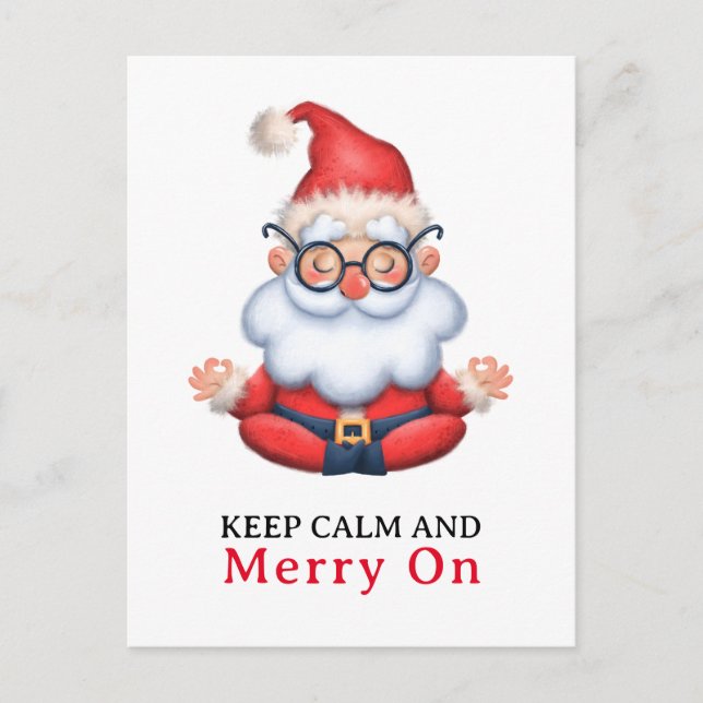 Carte Postale Méditer Funny Santa Claus Garder Calme Et Joyeux S (Devant)