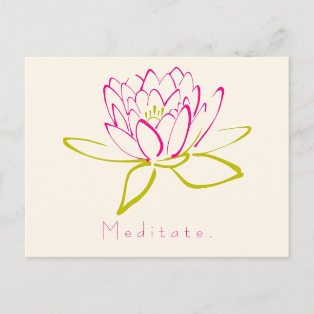 Carte Postale Méditez. Fleur Lotus (Devant)