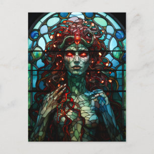 Carte Postale Medusa - Fenêtre en verre tendu Style Tiffany